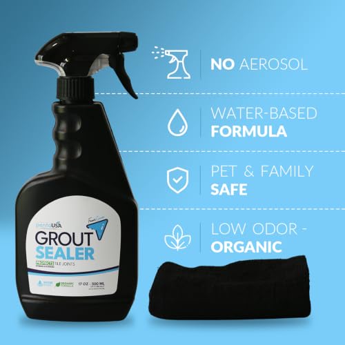PentaUSA Grout Sealer Spray, Water-Based, Tile Floor and Shower, 17 oz
