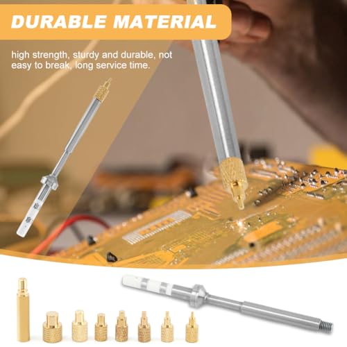 Heat Set Insert Tool M2 M2.5 M3 M4 M5 M6 M8 Hot Mel-t Brass Knurled Nut Embedded Insertion Tip Adapter Kit 3D Printed Parts Install for TS100 TS101 Pine64 936 Soldering Iron Heat Set Insert Tool Kit Silver+gold