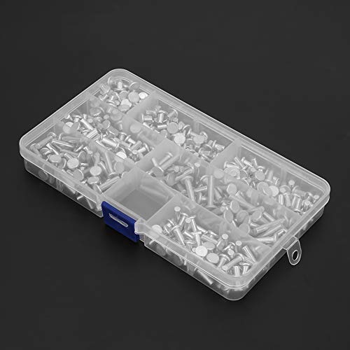 semi Tubular Rivets Flush Rivets 18×10×2 350pcs Flat Aluminum Rivets Assortment kit Length 4 6 8 10 12 16 20mm