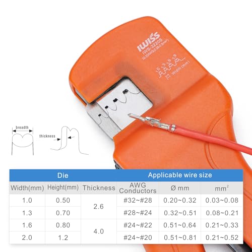 iCrimp IWS-3220S Micro Pin Connector Crimping Tool, AWG 32-20, Ratchet Crimper for JST XH, PH, SH, Molex KK, D-sub Terminals