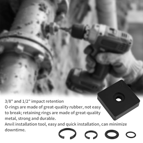 84pcs 3/8” & 1/2” Impact Retaining Ring Clip Friction Rings with O-Ring, Includes Anvil Installation Tool Screwdriver and Tweezers for Electric Pneumatic Impact Wrenches