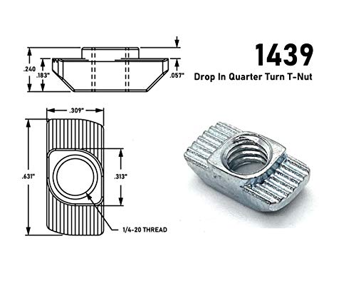 15 Series1/4-20 Standard Drop in T-Nut (50 Pack) Compatible with 80/20 3933
