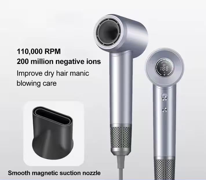  [AUSTRALIA] - Ionic Hairdryer 110,000 RPM | Professional Hair Dryer for Women & Salon Use | Fast Dry Brushless Motor | Negative Ion Technology | Smart Digital Display | Low Noise Blow Dryer | Gift Box Included