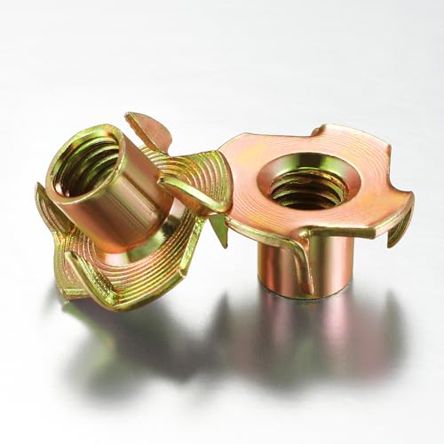 Wensilon 50pcs M10x13 T-nut Yellow Four-jaw - for Home, Hotel Outdoor Threaded Insertion M10