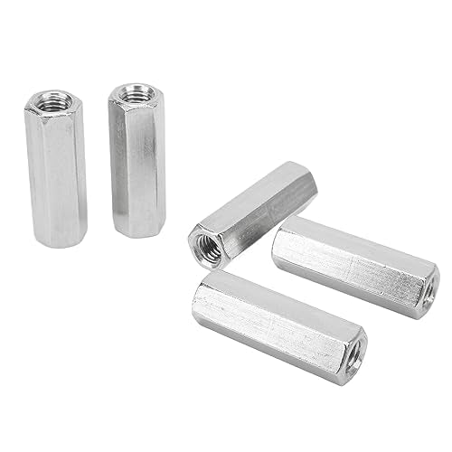 5Pcs Metric Hex Coupling Nuts X 1.75 Pitch 60mm Length 304 Stainless Steel Rod Coupling Nuts Hexagonal Threaded Couplers For Mechanical Fastening And Structural Assembly