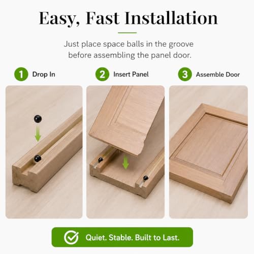 Space Balls for Raised Panel Cabinet Doors,1000 Pcs Rubber Ball Spacers Fits for 1/4" Groove in Cabinet Door Rails and Stiles,Keep Wood Door Panels from Moving Rocking Around and Stopping the Ratte