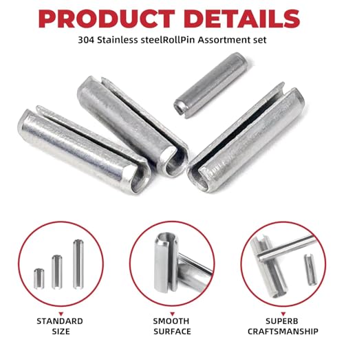 295-Piece Stainless Steel Roll Pin Assortment Kit 295 pieces Metric Roll Pins