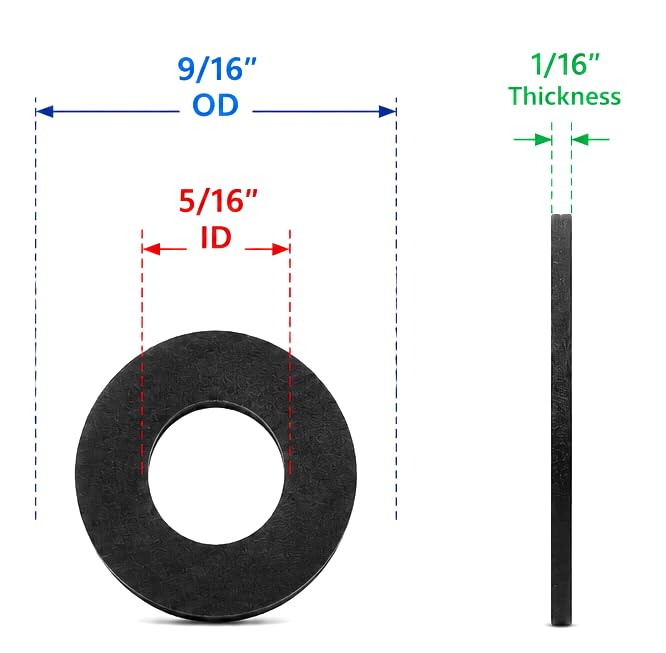 5/16" ID x 9/16" OD x 1/16" Nitrile Rubber Flat Washers for ATV Motorcycle Repair, Fairings, Battery Trays & Vibration Isolation (25) 25