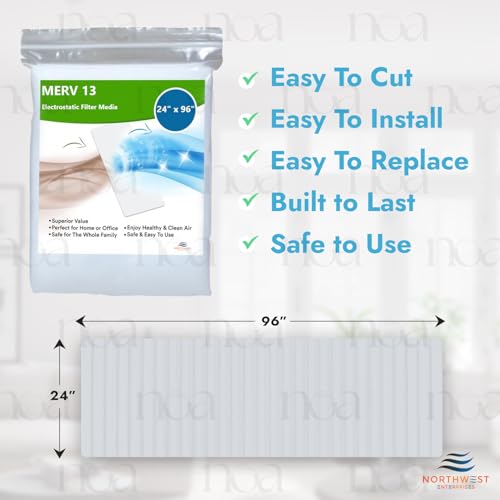 NORTHWEST ENTERPRISES MERV 13 Filter Media 24"x96", Cut to Fit