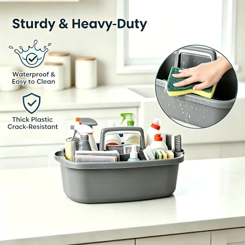 Cleaning Supplies Caddy 3 Pack: Heavy Duty Large Tool Tote with Handle