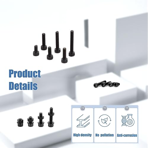  [AUSTRALIA] - 600 Pcs Metric Screws Bolts and Nuts and Washers Assortment Kit, Hex Socket Head Cap Nuts and Bolts and Flat Washers, Metric Machine Screws Assortment Kit