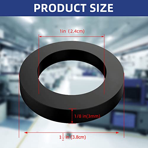 20Pcs Oil Resistant Rubber Washers 1 1/2" OD x 1" ID x 1/8" Thickness Black Neoprene Industrial Flat Rubber Spacer 20