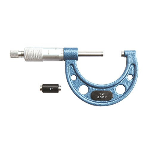 HFS(R) Outside Micrometer with 0.0001" Accuracy, Carbide Anvil and Laser-Etched Scale (1-2"x0.0001", Classic Ratchet) 1-2"x0.0001"