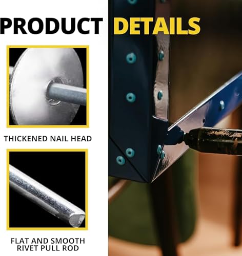 300PCS Large Flange Aluminum Pop Rivets 3/16" x 3/4" Big Head Steel Mandrel Dome Body Blind Clenches Set for Sheet Steel Duct Work Aluminum Boat Clenches Long Pop Rivets 3/16" x 3/4" 300 Pcs
