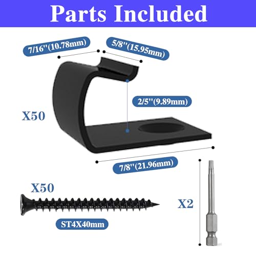 304 Stainless Steel Concealed Floor Starting Fastener Universal Decking Clips with Screws and 2 Drill Bit（50 Pack 50 Pcs