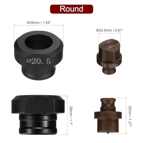 HARFINGTON Hydraulic Hole Punch Die 20.5mm Precise Round Hole Electric Punching Kit for MHP-20 JP-20, Burgundy & Black