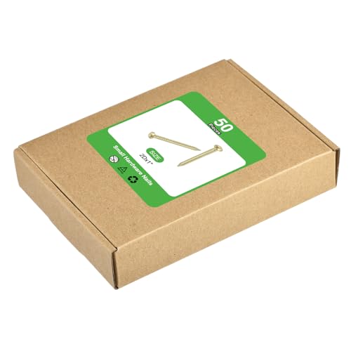uxcell 50Pcs Small Hardware Nails, 2D x 1" Brass Round Head Nail Common Finishing Nail for Household Woodworking Picture Hanging DIY Projects, Gold (Pack of 2) 2D x 1" (Pack of 2) 100