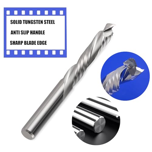 Compression CNC Spiral Router Bits 10PCS, 2 Flutes 5/32'' Shank Up Down Cut Solid Carbide End Mills, 7/8'' Cutting Length Milling Cutters CNC Bits for Wood Engraving Carving(4x22mm) 10 5/32'' Shank-5/32'' Dia-7/8'' CL