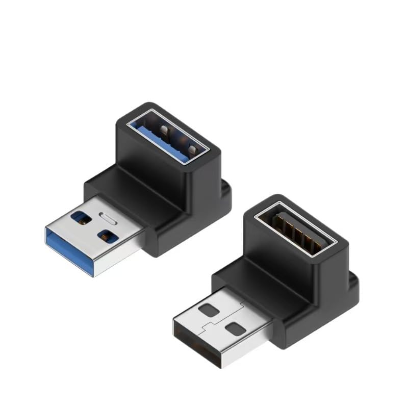 90 Degree USB 3.2 Adapter Male to Female Interface, 2Pcs (Up Angle) | Transmission Rate Reaches 10 Gbps, Support 3A Charging Function, for Desktop Computers, Laptops, Mice, Keyboards, USB Charger UP Angle