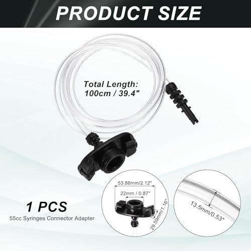 uxcell Air Tube 55cc Glue Adhesive Dispenser Syringes Connector Adapter Replacement for Industrial Glue Liquid Cartridge Dispensing Accessories, Black