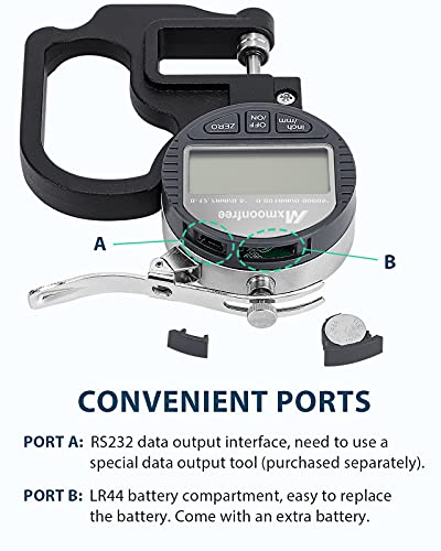 Digital Thickness Gauge 0.5inch, 0.00005"/0.001mm Resolution