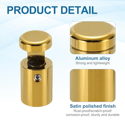 MECCANIXITY 12pcs Side Clamp Standoffs, 3/4" x 1" Gold Aluminum Standoff Screws Wall Sign Mounting Hardware Edge Grips for Acrylic Signs, Hanging Picture Frame, Advertising 3/4" x 1"
