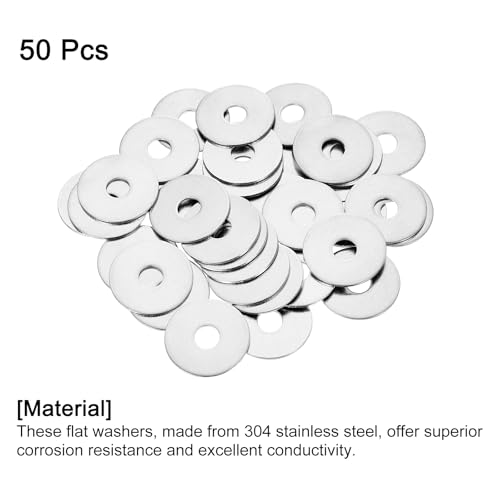 uxcell 50Pcs M8 Flat Washer, 304 Stainless Steel 8mm ID x 30mm OD x 1.5mm Thick for Bolt Screw, Factories Repair, Kitchens, Shops, and Outdoor Construction, Silvery M8x8mm IDx30mm OD 50