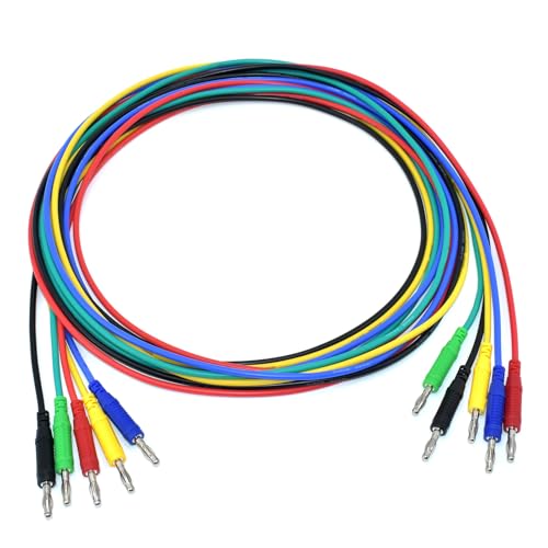 zhenyu 5 Colors 4mm Banana Plug Male to Male Test Leads 14AWG Heavy Duty Jumper Wires Silicone Soft Test Cable for Multimeter Electrical Testing 20A 6Ft 5Pcs-Length of 6 Feet