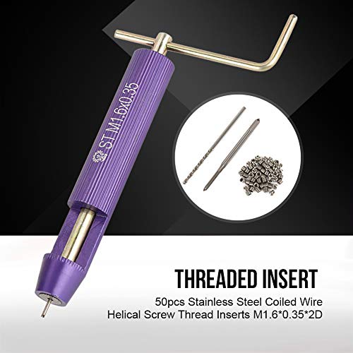 Tyenaza Thread Repair Insert, M1.6×0.35×2D Thread Repair Installation Kit Stainless Steel Helicoil Type Set 50pcs Stainless Steel Coiled Wire Helical Screw Thread Inserts