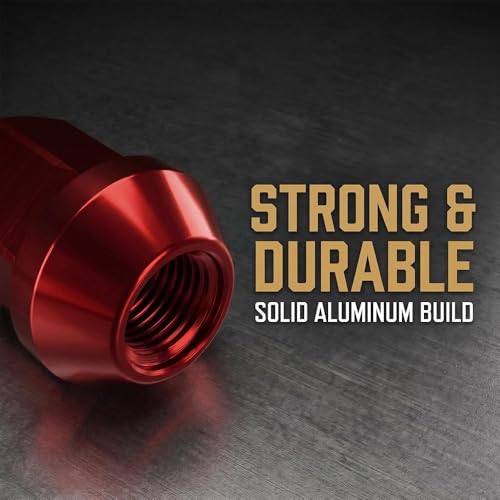 M12x1.5 Wheel Lug Nuts, Lightweight Aluminum Alloy Set, 20 Pcs Racing Red