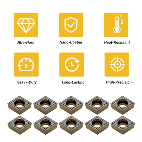  [AUSTRALIA] - CCMT09T304 Carbide Inserts for Steel CNC Turning, Semi-Finish, 10pcs CCMT09T304-PM