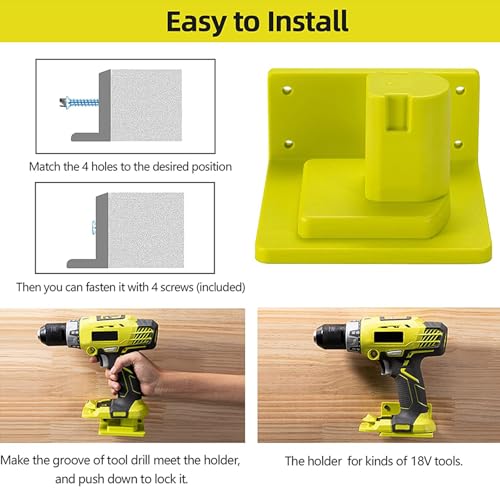 10 Pack Tool Holder Compatible with Ryobi 18V Wall Mount Plastic 10 Pack