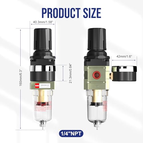 1/4 NPT Airbrush Regulator Air Compressor Moisture Water Trap Radial-semi-auto Drain 1/4"NPT