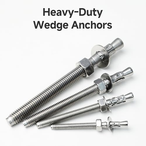 Mywish 3/8 x 3 Inch Wedge Anchors, 10Pcs 304 Stainless Steel Industrial 3/8 Heavy Duty Industrial Masonry Wdege Anchor Bolts for Brick Cement and Concrete, Bright Finish 3/8 x 3"