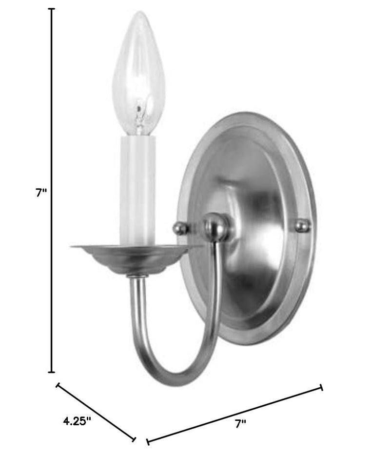 Livex Lighting 4151-91 Home Basics 1 Light Brushed Nickel Wall Sconce
