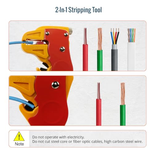Tecmojo Automatic Wire Stripper and Cutter, 2 in 1 Quick Strip Wire Stripper for Electronic and Automotive Repair, Eagle Nose Pliers, 6.89 Inch, Red