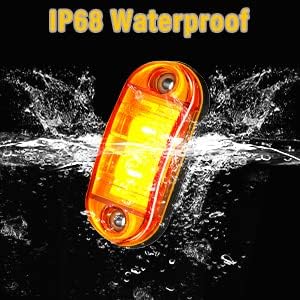 ALFU 10 Pack Amber DC12-24V IP68 Waterproof LED Trailer Lights Kit Front Rear LED Side Marker Clearance Indicators Light for RV Camper Truck Van Caravan Boat 10Amber