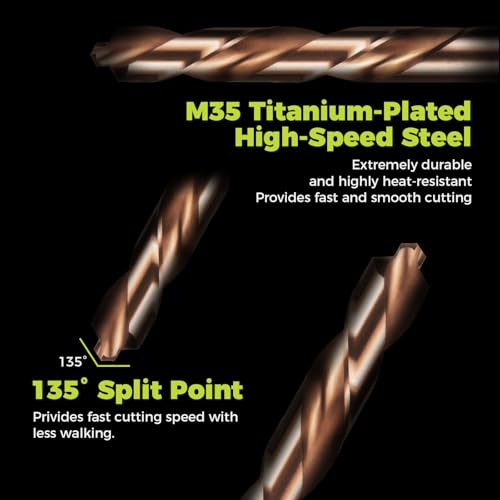 21-Piece Cobalt Drill Bit Set, M35 HSS Coated Twist Drill Bits 21-Piece