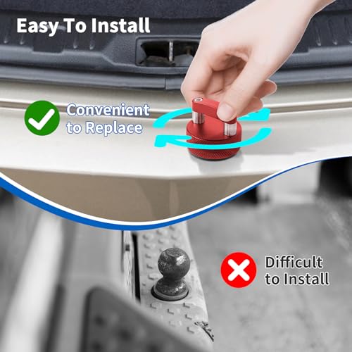 Keycci Aluminum Hard Top Quick Removal Fastener Thumb Screw, Compatible with J eep Wrangler JK 2007-2018 JL 2018-2022 & Gladiator JT, Integrated D Ring, 6 PCS (Red) Hard Top Screws-Red