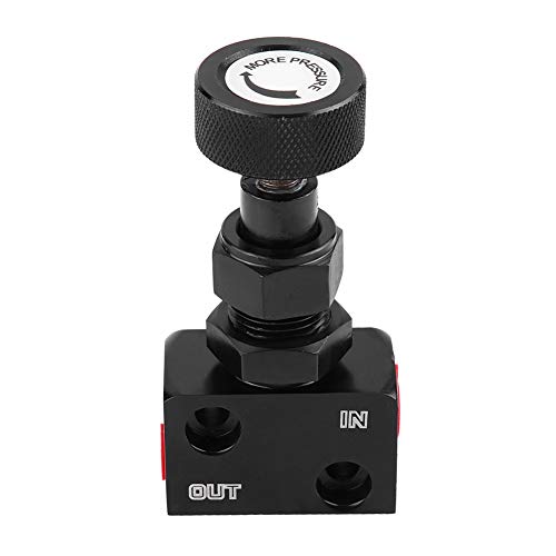 Brake Proportioning Valve, Universal Motorsport Shut Off Pressure Regulator Car Valve Aluminum 150PSI - 1200PSI Proportion Adjustable Prop Bias Adjuster Racing Lever (Black)