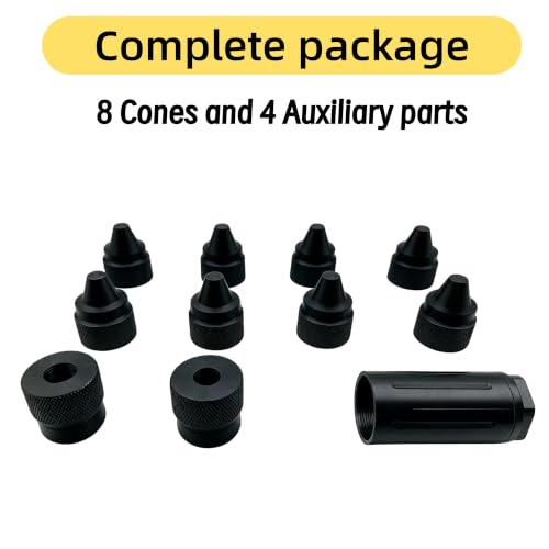 1.375''X24 12 Pack Aluminum Alloy Black Cone Shaped Parts with Sealed End Cap Fit for Fretlina Kenworth Peterbilt Volvo MCCA, Cone Tire Anti Theft Sealing End Cover