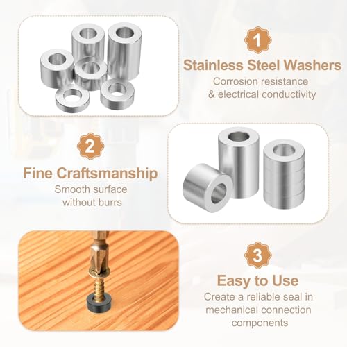 PATIKIL 6PCS Aluminum Spacers, 1/2 x 1 Metal Spacers Aluminum 1 L Spacer Screw Standoff Round Unthreaded Standoff Bushing for 5/16inch Screw Bolts, Silver