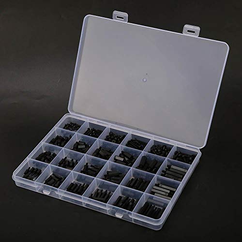 Spacer Screw Nut Assortment Kit, 360Pcs M2/M2.5/M3 Black Nylon Male Female Hex Standoff Spacer Screw Nut Assortment Kit for PCB, Quadcopter Drone, Computer Circuit Board