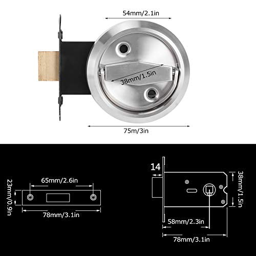 TOPINCN Deadbolt Door Lock Set, 304 Stainless Steel, Silver | For Wooden Doors, Bathroom, 3 x 2.1 x 1.5 Inch Handle, With Screws