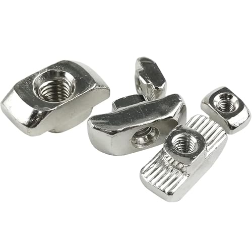 100 Pcs 4545 Series M8 T Nuts, T Slot Nut Hammer Head Fastener Nut, Nickel Plated Carbon Steel Nut for European Aluminum Profile,Drop in T Slot Nuts Assortment Kit(45-M8) 45-M8(100 Pcs）