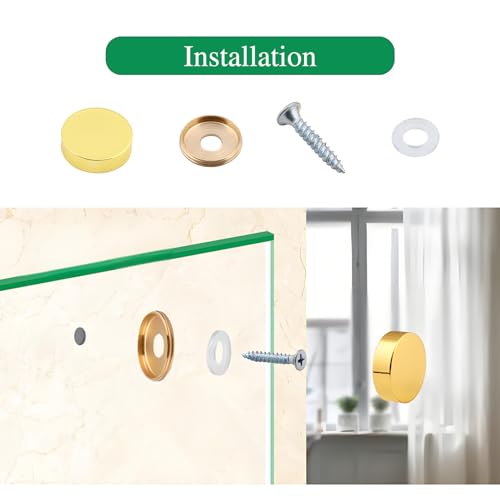 16 Set Brass Decorative Screws Caps Covers, Gold Decorative Screws with Caps 0.63"/16mm for Mirrors, Furniture, Signage, Advertising Hardware 16mm
