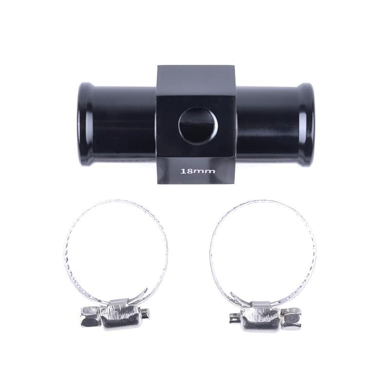 Aluminum Water Temp Joint Pipe Water Temp Meter Temperature Gauge Joint Pipe Radiator Sensor Adaptor Clamps Black 18mm
