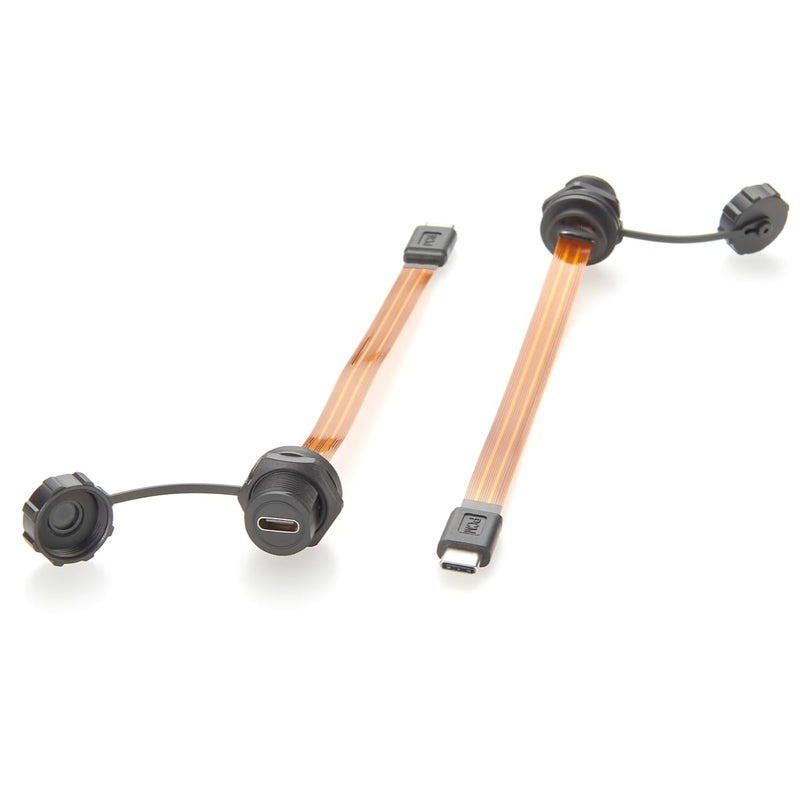 IP67 USB 3.1 Type-C Male to Female Extension Cable 10Gbps Flush Panel Mount USB 3.1 Gen2 C FPC Ribbon Flat Slim Cable 100W for Data Transfer Charging, Cabinet, Embedded PC, Automation(0.2m)