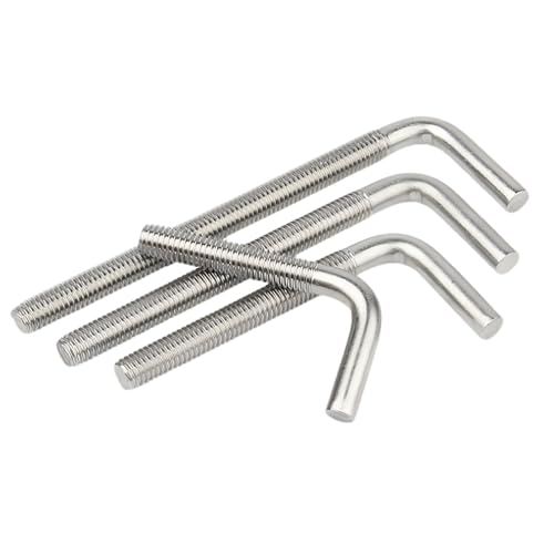 5 Pack M8x150mm L Shaped Foundation Bolt with Washers and Nuts 304 Stainless Steel L Shaped Bolts Threaded Right Angle Square Bend Hooks Anchor Bolts