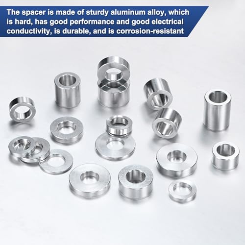 M METERXITY 10-Pack M10 Aluminum Spacers 10.5mm ID x 20mm OD x 10mm L Metal Screw Standoff Bushing Plain Finish Round Spacer Aluminum for Screws Bolts